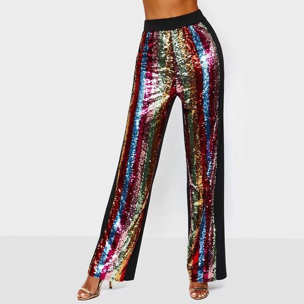 women's pants & capris sequins stripe women color block straight loose trousers high waist elastic spring stylish female black casual, Black;white
women's pants & capris sequins stripe women color block straight loose trousers high waist elastic spring stylish female black casual, Black;white