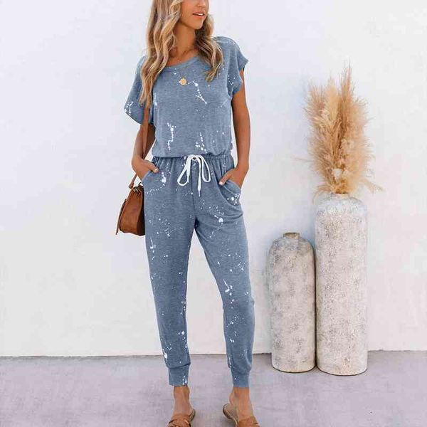 tie dye sportswear womens pants round neck casual short sleeved loose loungewear sports shorts for jogging femme, White
tie dye sportswear womens pants round neck casual short sleeved loose loungewear sports shorts for jogging femme, White