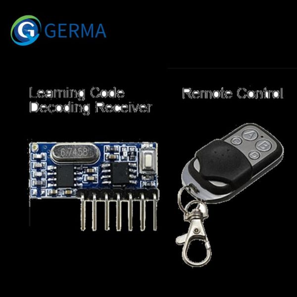 GERMA RF 433mhz Transmitter 4 Button Remote Control + Receiver Module Fixed EV1527 Decoding 4CH Output With Learning DIY Kit
GERMA RF 433mhz Transmitter 4 Button Remote Control + Receiver Module Fixed EV1527 Decoding 4CH Output With Learning DIY Kit