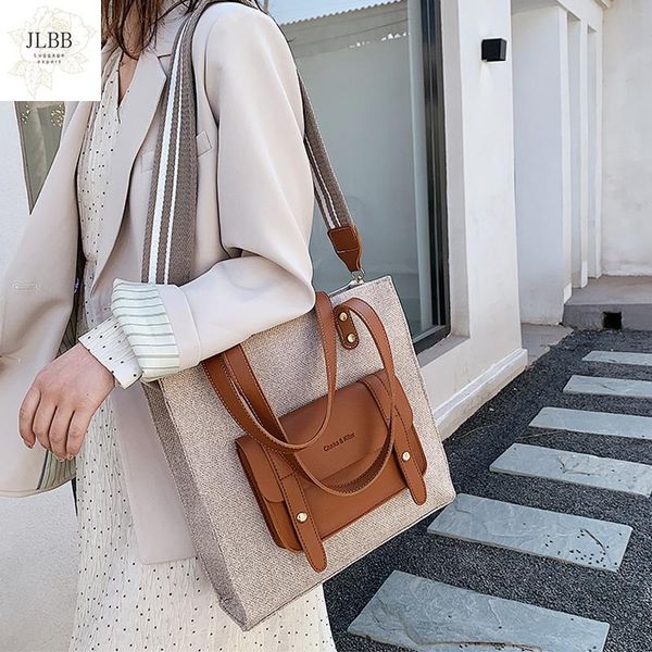 casual linen large capacity women shoulder bags designer wide strap handbag pu patchwork messenger bag female shopper big tote
casual linen large capacity women shoulder bags designer wide strap handbag pu patchwork messenger bag female shopper big tote
