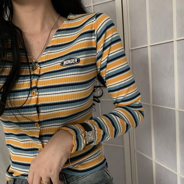 women's knits & tees women korean chic spring summer 2021 striped cardigan v-neck casual thin sweater female vintage knitted jackets ca, White
women's knits & tees women korean chic spring summer 2021 striped cardigan v-neck casual thin sweater female vintage knitted jackets ca, White
