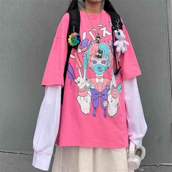 harajuku sweet women's t-shirt false stitching of two pieces cartoon impression loose around the student neck longsleeve shirt fcbc, White
harajuku sweet women's t-shirt false stitching of two pieces cartoon impression loose around the student neck longsleeve shirt fcbc, White