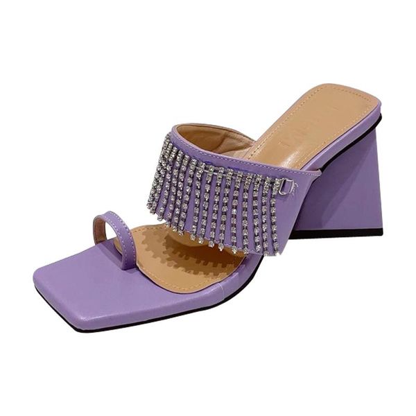 dress shoes triangle thick high heels women's slippers fashion tassels rhinestone outdoor slides size slipon pumps set toes summer, Black
dress shoes triangle thick high heels women's slippers fashion tassels rhinestone outdoor slides size slipon pumps set toes summer, Black