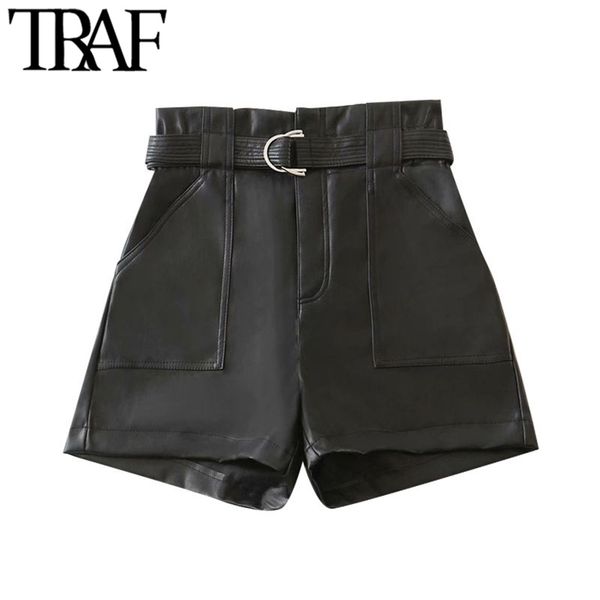 traf women chic fashion with belt faux leather shorts vitnage high waist zipper fly pockets female short pants mujer 210623, White;black
traf women chic fashion with belt faux leather shorts vitnage high waist zipper fly pockets female short pants mujer 210623, White;black