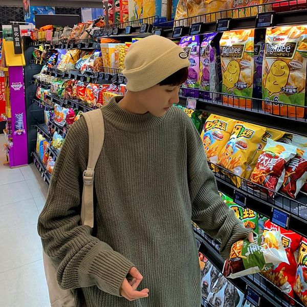 men's sweaters mock neck sweater men korean fashion streetwear casual long sleeve shirts keep warm knitted street, White;black
men's sweaters mock neck sweater men korean fashion streetwear casual long sleeve shirts keep warm knitted street, White;black