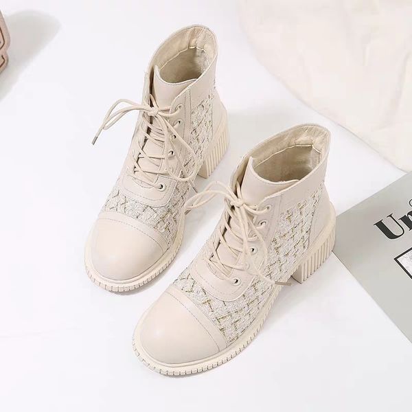 british style lace striped seam checkered 2021 new wild fine boots short women's heels winter plus velvet shoes fvid, Black
british style lace striped seam checkered 2021 new wild fine boots short women's heels winter plus velvet shoes fvid, Black