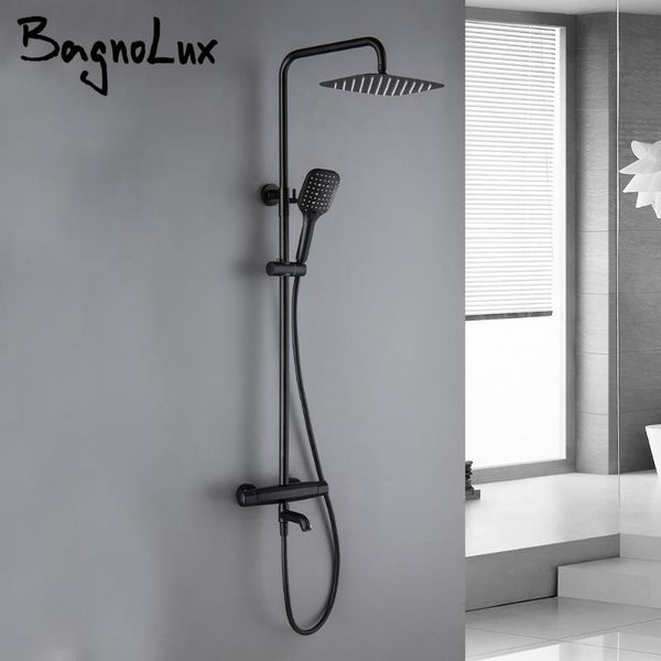 bathroom bath black rain fall faucet brass diverter mixer tap set hand held shower head wall arm valve thermostatic system kit
bathroom bath black rain fall faucet brass diverter mixer tap set hand held shower head wall arm valve thermostatic system kit