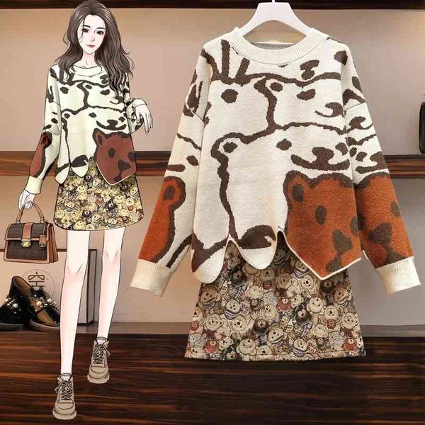 two piece dress half skirt women's plus size, korean bear version, sweater vest mini skirt, set of two pieces e6af, White
two piece dress half skirt women's plus size, korean bear version, sweater vest mini skirt, set of two pieces e6af, White