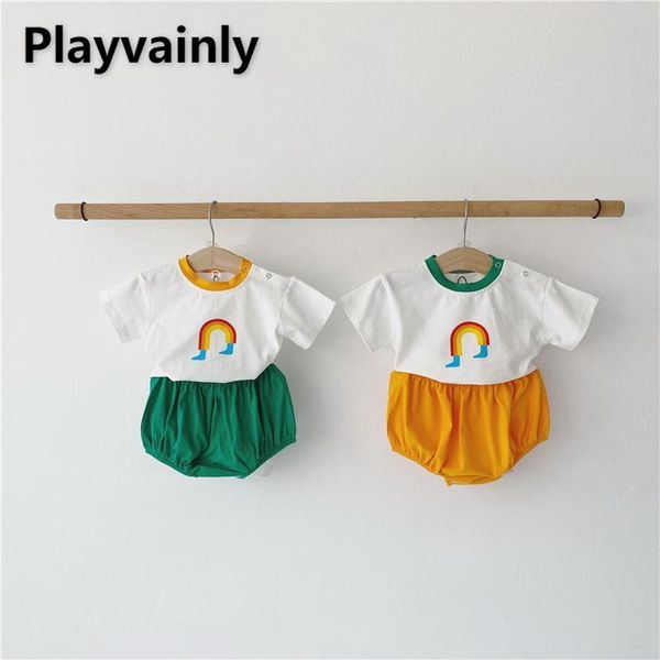 clothing sets 2021 baby girl rainbow cotton short sleeves t-shirt+ pp shorts 2 piece suit clothes e100168, White
clothing sets 2021 baby girl rainbow cotton short sleeves t-shirt+ pp shorts 2 piece suit clothes e100168, White