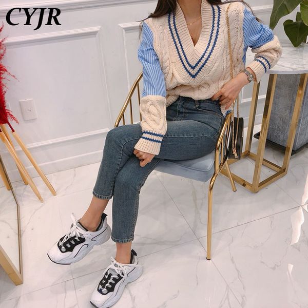 2021 spring female blouses shredded v-neck stylish women's sweater korean jumpers 8e6f, White;black
2021 spring female blouses shredded v-neck stylish women's sweater korean jumpers 8e6f, White;black