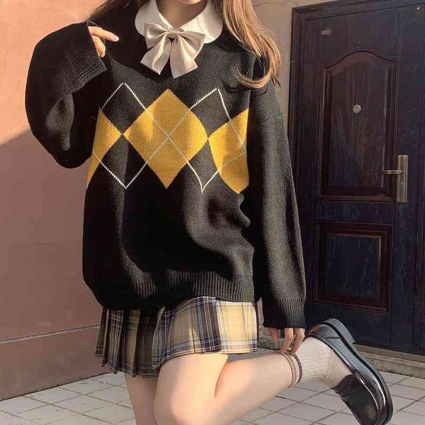 women's sweaters suéter feminino coreano argyle, pulôveres de inverno estampa geométrica, blusas femininas casuais, malha grans dimensõ, White;black
women's sweaters suéter feminino coreano argyle, pulôveres de inverno estampa geométrica, blusas femininas casuais, malha grans dimensõ, White;black