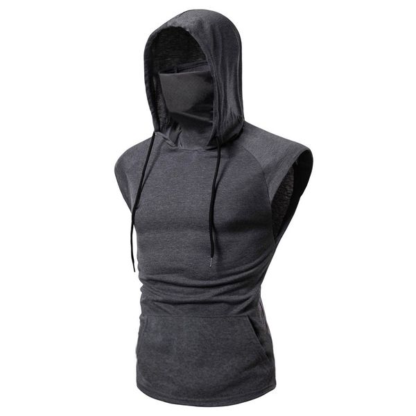 men's fashion hooded mask tank hoodie sleeveless male bodybuilding workout tank muscle fitness gym clothing summer, White;black
men's fashion hooded mask tank hoodie sleeveless male bodybuilding workout tank muscle fitness gym clothing summer, White;black