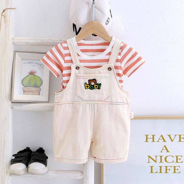 2021 boys' and girls' striped short sleeve t-shirt summer wear korean backpack casual pants children's two piece set, Blue
2021 boys' and girls' striped short sleeve t-shirt summer wear korean backpack casual pants children's two piece set, Blue