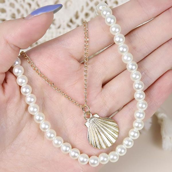 chokers creative and simple bohemian scallop short necklace female double layer pearl shell single temperament choker, Golden;silver
chokers creative and simple bohemian scallop short necklace female double layer pearl shell single temperament choker, Golden;silver