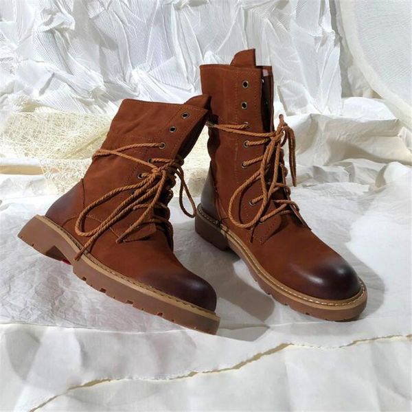boots old-made brown suede leather ankle lace up round toe flat heel women's combat winter shoes, Black
boots old-made brown suede leather ankle lace up round toe flat heel women's combat winter shoes, Black