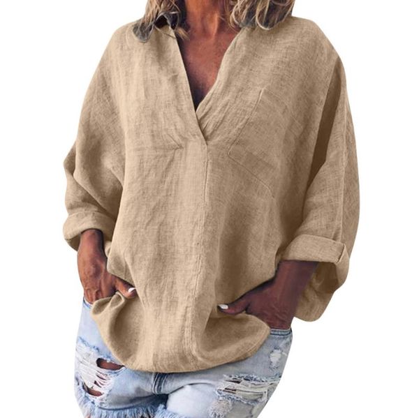 jaycosin women vintage solid blouse long sleeve cotton linen kaftan ladies casual loose v-neck blouse tee shirt, White
jaycosin women vintage solid blouse long sleeve cotton linen kaftan ladies casual loose v-neck blouse tee shirt, White
