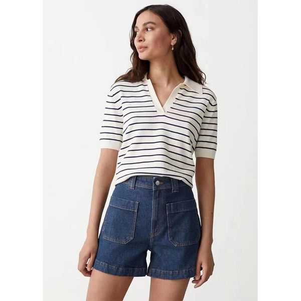 women's blouses & shirts women shirt 2021 spring and summer striped v-neck stitching short-sleeved top, White
women's blouses & shirts women shirt 2021 spring and summer striped v-neck stitching short-sleeved top, White