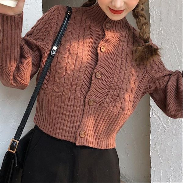 2021 autumn new women vintage sweater slim puff sleeve short turtleneck sweaters solid korean single breasted cardigan, White;black
2021 autumn new women vintage sweater slim puff sleeve short turtleneck sweaters solid korean single breasted cardigan, White;black