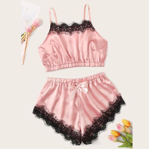 bras sets women solid lace satin wireless bra camisole pajamas sleepwear bowknot shorts set lingerie femme lenceria mujer 2021, Red;black
bras sets women solid lace satin wireless bra camisole pajamas sleepwear bowknot shorts set lingerie femme lenceria mujer 2021, Red;black