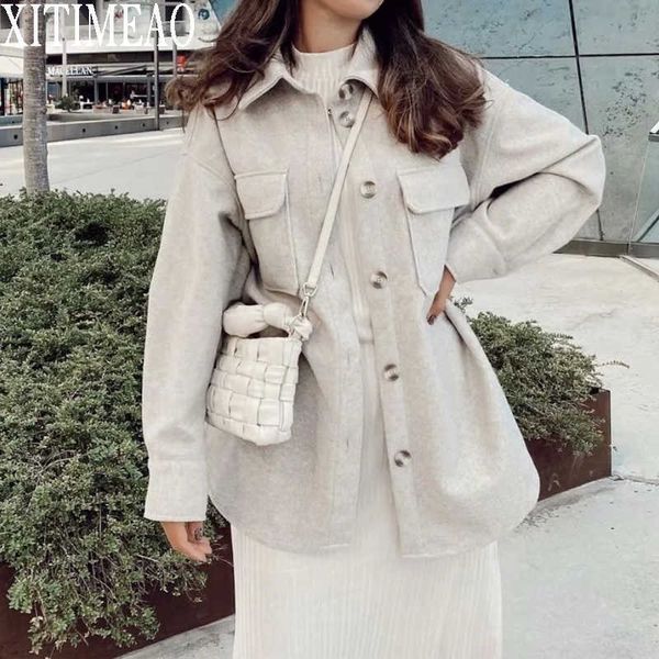 women autumn woollen blends coats winter casual long sleeve turndown collar single breasted coat outwear loose overcoats 210602, Black
women autumn woollen blends coats winter casual long sleeve turndown collar single breasted coat outwear loose overcoats 210602, Black