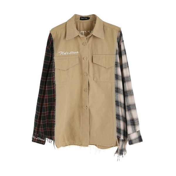 men's casual shirts spring autumn 100% cotton stitching plaid shirt loose male irregular embroidery long sleeved b143#, White;black
men's casual shirts spring autumn 100% cotton stitching plaid shirt loose male irregular embroidery long sleeved b143#, White;black