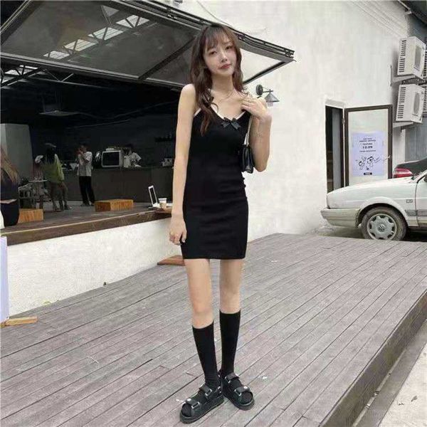 dress with bottom skirt bow sling dress women's spring and autumn tight fit short, Black;gray
dress with bottom skirt bow sling dress women's spring and autumn tight fit short, Black;gray