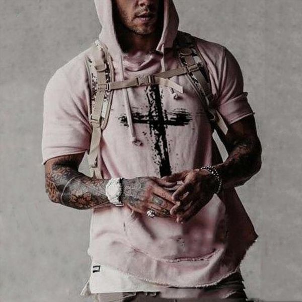 sweatshirts hoodies cross print men polo hooded short sleeved casual fashion plus size streetwear, White;black
sweatshirts hoodies cross print men polo hooded short sleeved casual fashion plus size streetwear, White;black
