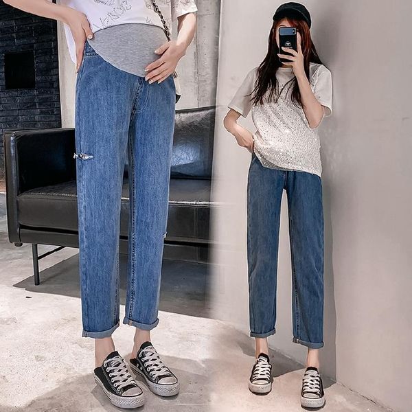 maternity bottoms 551# pants summer jeans belly high waist with hole support abdomen elastic trousers, White
maternity bottoms 551# pants summer jeans belly high waist with hole support abdomen elastic trousers, White