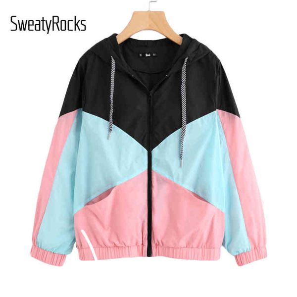 spring and autumn small coat hooded contrast color sports baseball suit long sve women's et sunscreen, Black;brown
spring and autumn small coat hooded contrast color sports baseball suit long sve women's et sunscreen, Black;brown