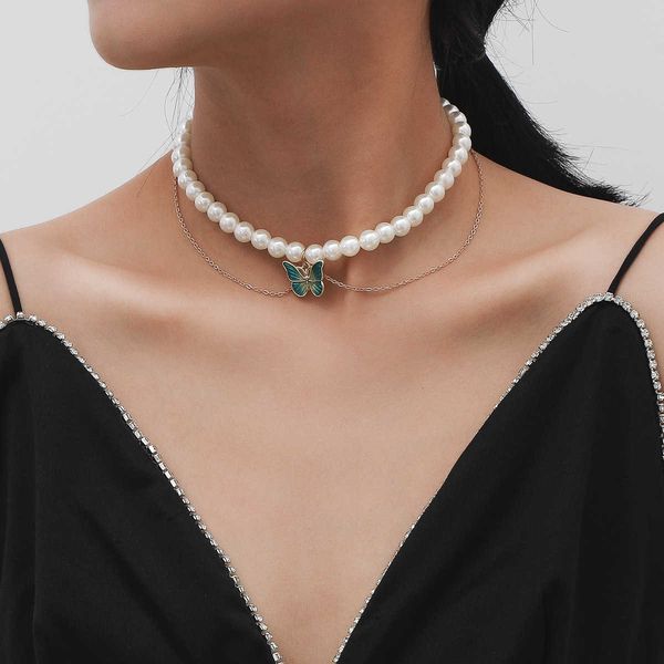 jewelry fashion versatile white imitation pearl feminine elegant green butterfly necklace, Silver
jewelry fashion versatile white imitation pearl feminine elegant green butterfly necklace, Silver