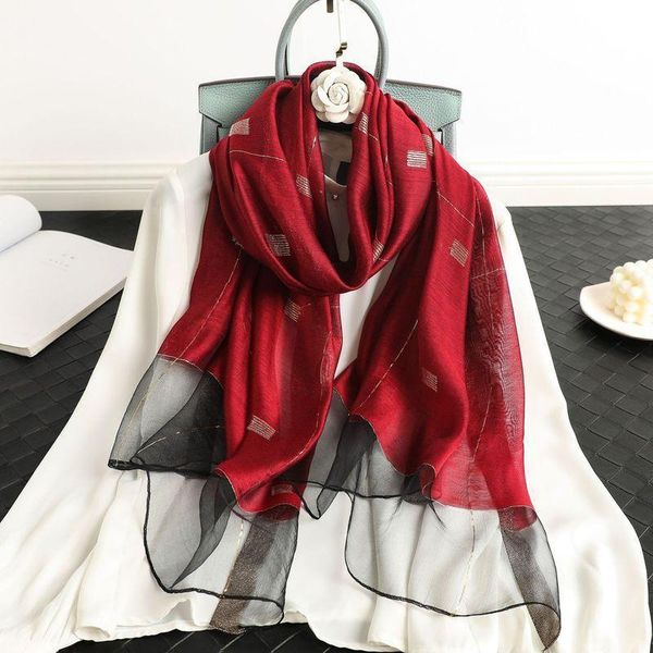 spring and autumn new pure gold plaid blended scarf women's fashion korean version versatile silk wool shawl, Blue;gray
spring and autumn new pure gold plaid blended scarf women's fashion korean version versatile silk wool shawl, Blue;gray