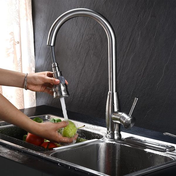 kitchen faucets 304sus pull out spray rotary brushed faucet sink mixer tap single handle deck mounted and cold torneira 1908
kitchen faucets 304sus pull out spray rotary brushed faucet sink mixer tap single handle deck mounted and cold torneira 1908