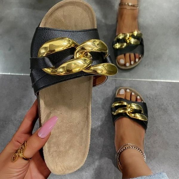 slippers brand design women slipper fashion big gold chain sandals shoes round toe slip on mules flat heel casual slides flip flops 2021, Black
slippers brand design women slipper fashion big gold chain sandals shoes round toe slip on mules flat heel casual slides flip flops 2021, Black