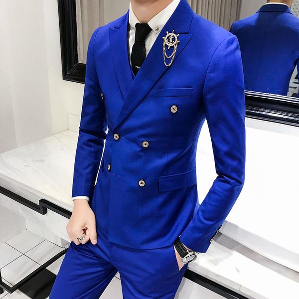 men's suits & blazers 2021 double breasted men business custom gentleman male grooming 3 pieces jacket pants vest for wedding, White;black
men's suits & blazers 2021 double breasted men business custom gentleman male grooming 3 pieces jacket pants vest for wedding, White;black