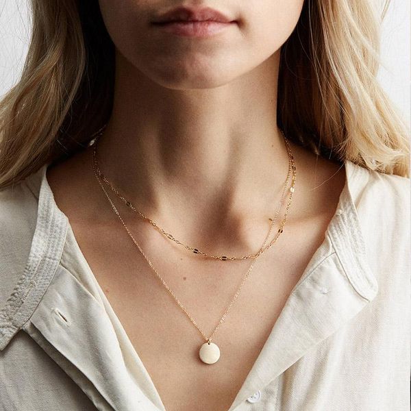 chokers simple fashion female clavicle pendant stainless steel multi-layer neck chain necklace round coin shaped, Golden;silver
chokers simple fashion female clavicle pendant stainless steel multi-layer neck chain necklace round coin shaped, Golden;silver