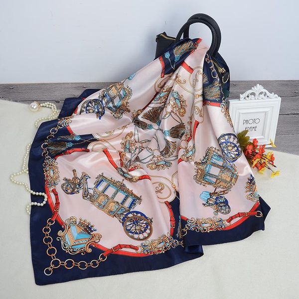 scarves summer sunscreen carriage chain print shawl female 90x90cm kerchief fashion high-grade satin silk scarf square headcloth, Blue;gray
scarves summer sunscreen carriage chain print shawl female 90x90cm kerchief fashion high-grade satin silk scarf square headcloth, Blue;gray