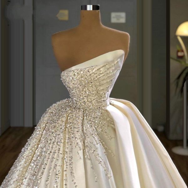 ivory 2021 new strapless satin wedding es a line court train luxury heavy beading pearls ruched bridal gowns vestidos 1n9d, White
ivory 2021 new strapless satin wedding es a line court train luxury heavy beading pearls ruched bridal gowns vestidos 1n9d, White