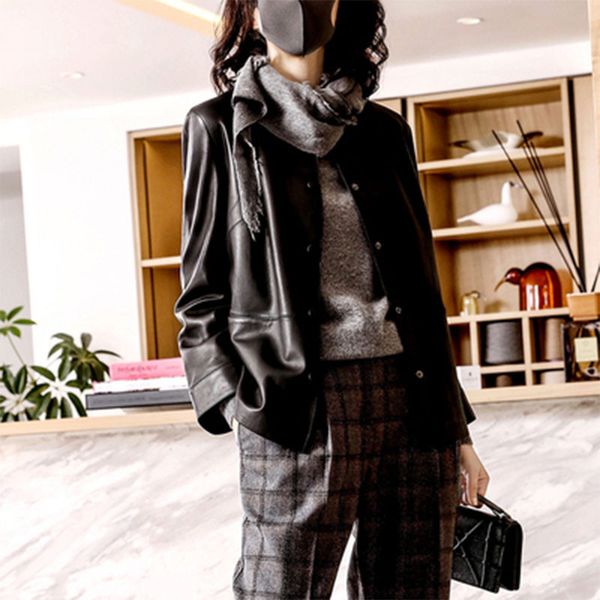 women's jackets real woman lamb jacket the single-breasted neck solid color simple luxury soft outerwear, Black;brown
women's jackets real woman lamb jacket the single-breasted neck solid color simple luxury soft outerwear, Black;brown