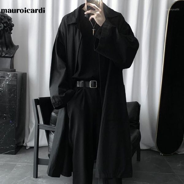 men's trench coats mauroicardi autumn long black oversized coat men sleeve loose dark academia aesthetic fashion without buttons 2021, Tan;black
men's trench coats mauroicardi autumn long black oversized coat men sleeve loose dark academia aesthetic fashion without buttons 2021, Tan;black