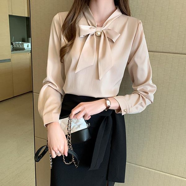 women's blouses & shirts shirt female han fan 2021 spring bow tie lace satin long-sleeved jacket, White
women's blouses & shirts shirt female han fan 2021 spring bow tie lace satin long-sleeved jacket, White