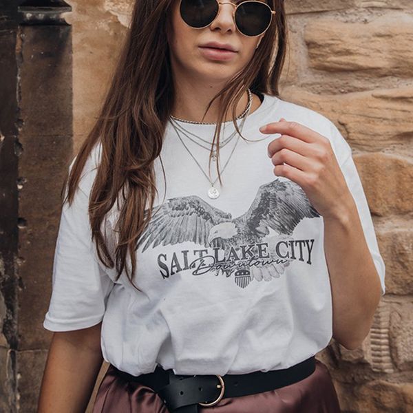 2021 new elegant vintage eagle letter impression tshirt casual woman short sleeve france design summer fashion t shirt 100% kawaii cotton b1, White
2021 new elegant vintage eagle letter impression tshirt casual woman short sleeve france design summer fashion t shirt 100% kawaii cotton b1, White