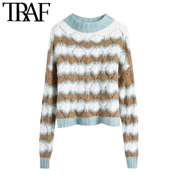 women's sweaters traf women fashion hollow out cropped knitted sweater vintage o neck long sleeve female pullovers chic, White;black
women's sweaters traf women fashion hollow out cropped knitted sweater vintage o neck long sleeve female pullovers chic, White;black