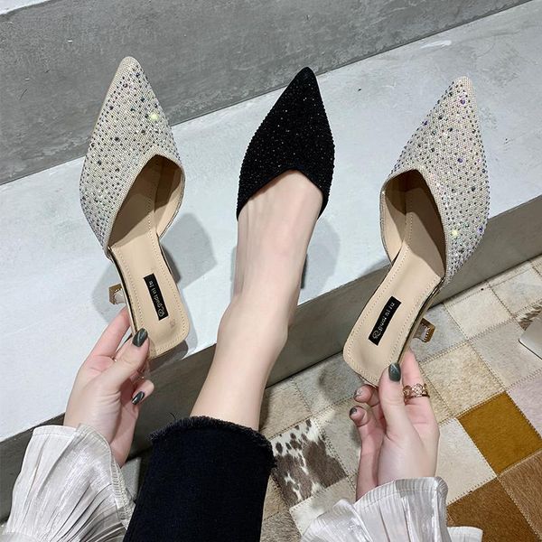 slippers glitter slides casual high-heeled shoes lady cover toe med shallow mules for women pantofle jelly luxury soft thin2021, Black
slippers glitter slides casual high-heeled shoes lady cover toe med shallow mules for women pantofle jelly luxury soft thin2021, Black