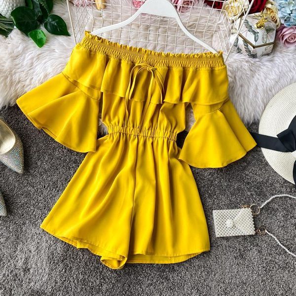 summer beach style ruffles slash neck women playsuits strapless backless chiffon jumpsuits korean elegant bodysuits women's & rompers, Black;white
summer beach style ruffles slash neck women playsuits strapless backless chiffon jumpsuits korean elegant bodysuits women's & rompers, Black;white