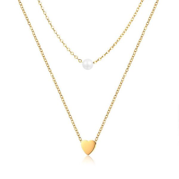 pendant necklaces stainless steel pearl heart statement necklace collane donna gold color double layer chain metal for women jewelry, Silver
pendant necklaces stainless steel pearl heart statement necklace collane donna gold color double layer chain metal for women jewelry, Silver