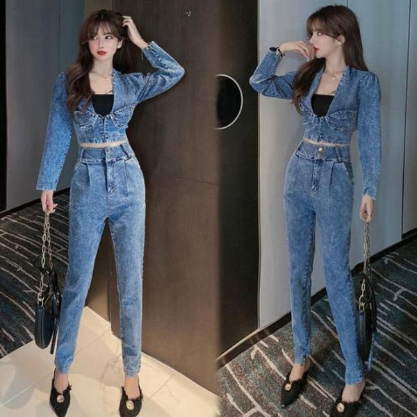 women's two piece pants 2021 women summer spring elegant set female v-neck long sleeve denim + harem pant suit ladies casual 2 i817, White
women's two piece pants 2021 women summer spring elegant set female v-neck long sleeve denim + harem pant suit ladies casual 2 i817, White