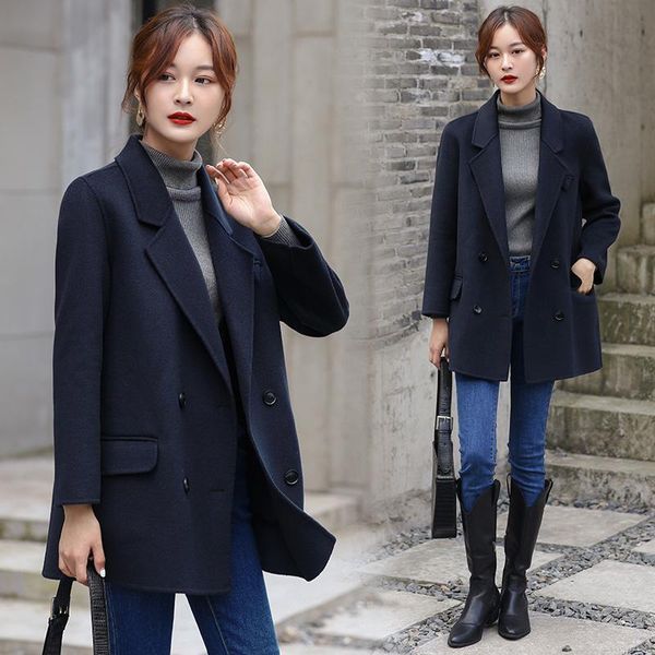 women's wool & blends cmaz autumn and winter elegant graceful reversible cashmere coat warm comfortable short suit double-sided woolen, Black
women's wool & blends cmaz autumn and winter elegant graceful reversible cashmere coat warm comfortable short suit double-sided woolen, Black