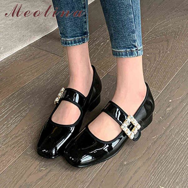 women's mary janes women's shoes leather flat square crystal head fashion black spring and 220209
women's mary janes women's shoes leather flat square crystal head fashion black spring and 220209