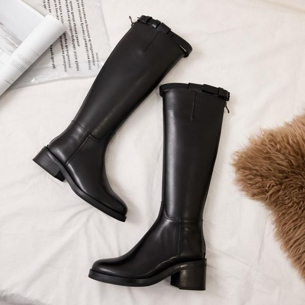 boots boots, women's autumn and winter high heel leather single thick heels, barrel knight, Black
boots boots, women's autumn and winter high heel leather single thick heels, barrel knight, Black