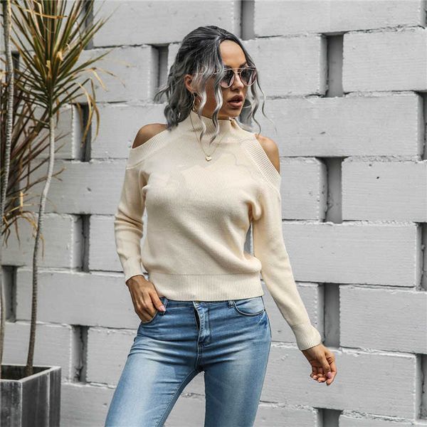 women's knits & tees womens designer high neck long sleeve strapless knitting sweater solid color fashion casual female clo ex0k, White
women's knits & tees womens designer high neck long sleeve strapless knitting sweater solid color fashion casual female clo ex0k, White